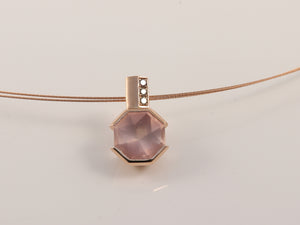 Rosegoldcollier 585 poliert mit Rosenquartz