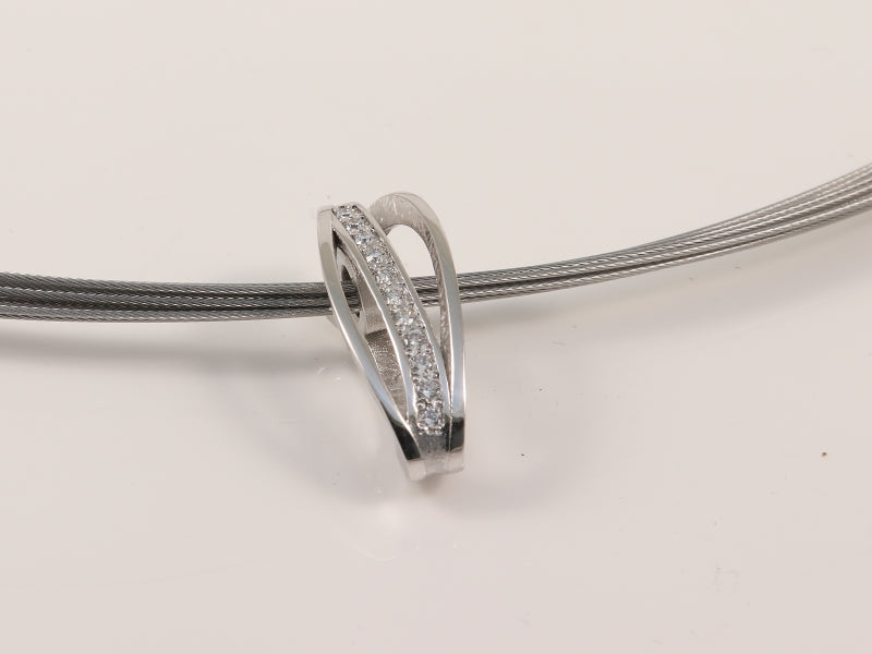 Weissgoldanhänger 585 poliert mit 0,13ct. Brillant, Edelstahlcollier