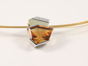 Weissgoldanhänger mit Gelbgold und Palmera Citrin